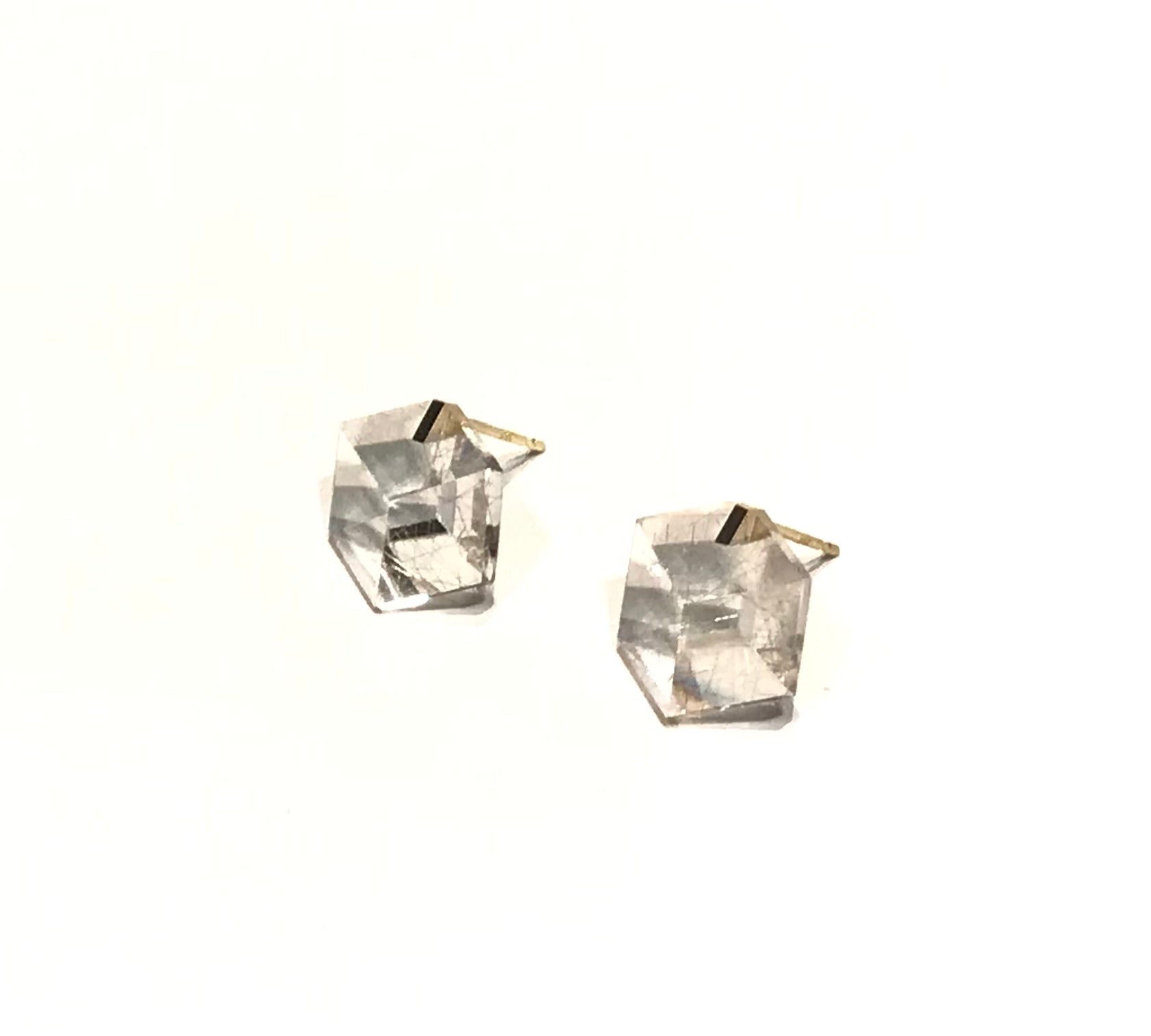 “Cube” Rutile Quartz Studs