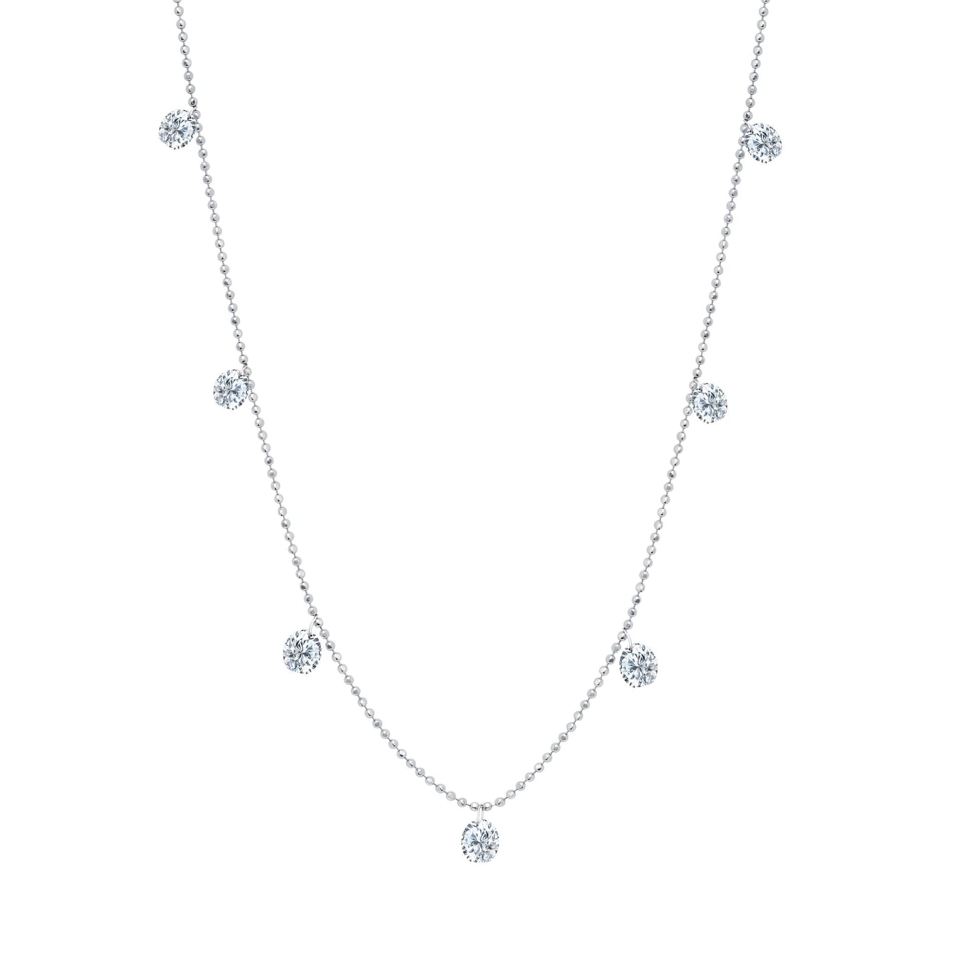 “Floating Diamonds” Necklace, Small, White Gold