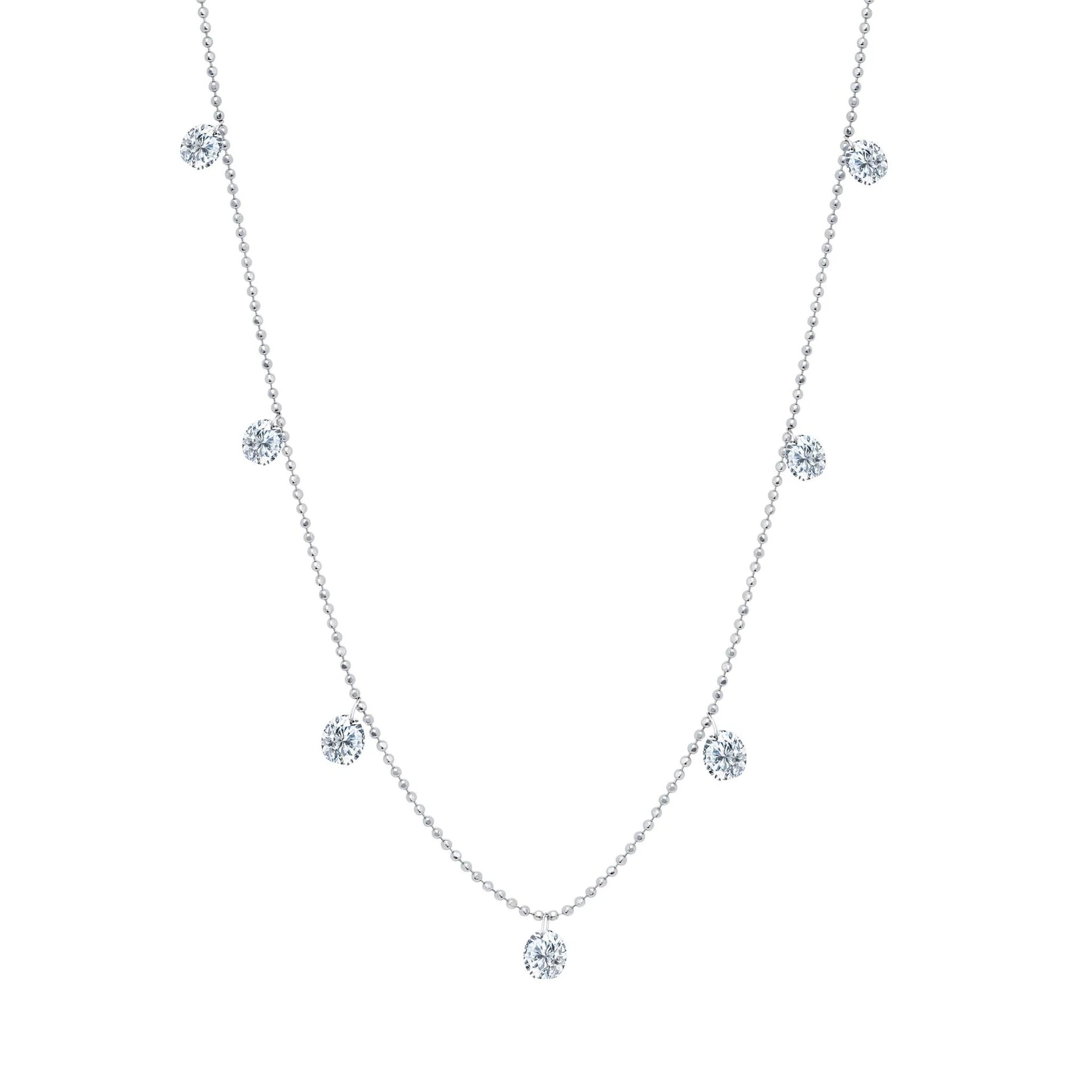 Floating Diamonds Necklace, Small, White Gold