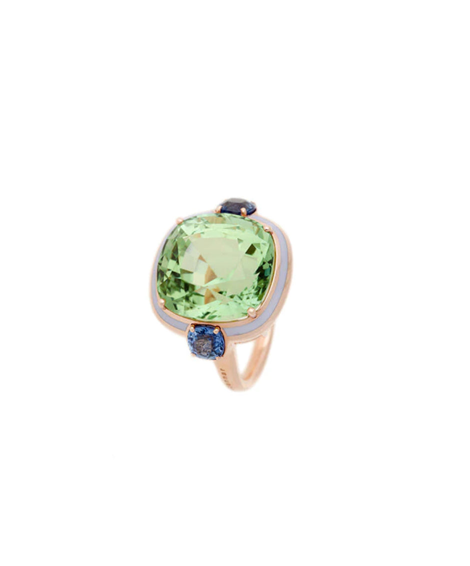“Gemma” Green Tourmaline Ring, Lilac