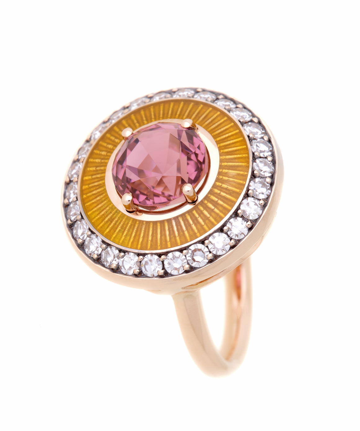 Mina Pink Tourmaline Ring, Yellow