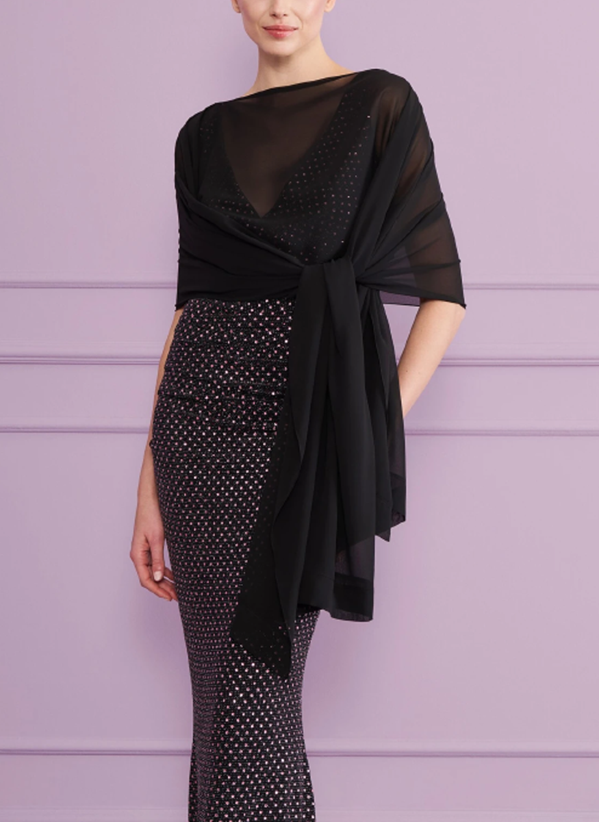 Georgette Stole in Black - Talbot Runhof
