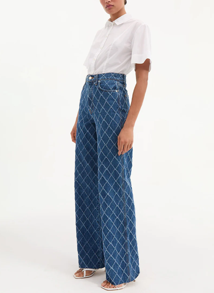 Taylor Diamond Printed Wide-Leg Jean - Veronica Beard