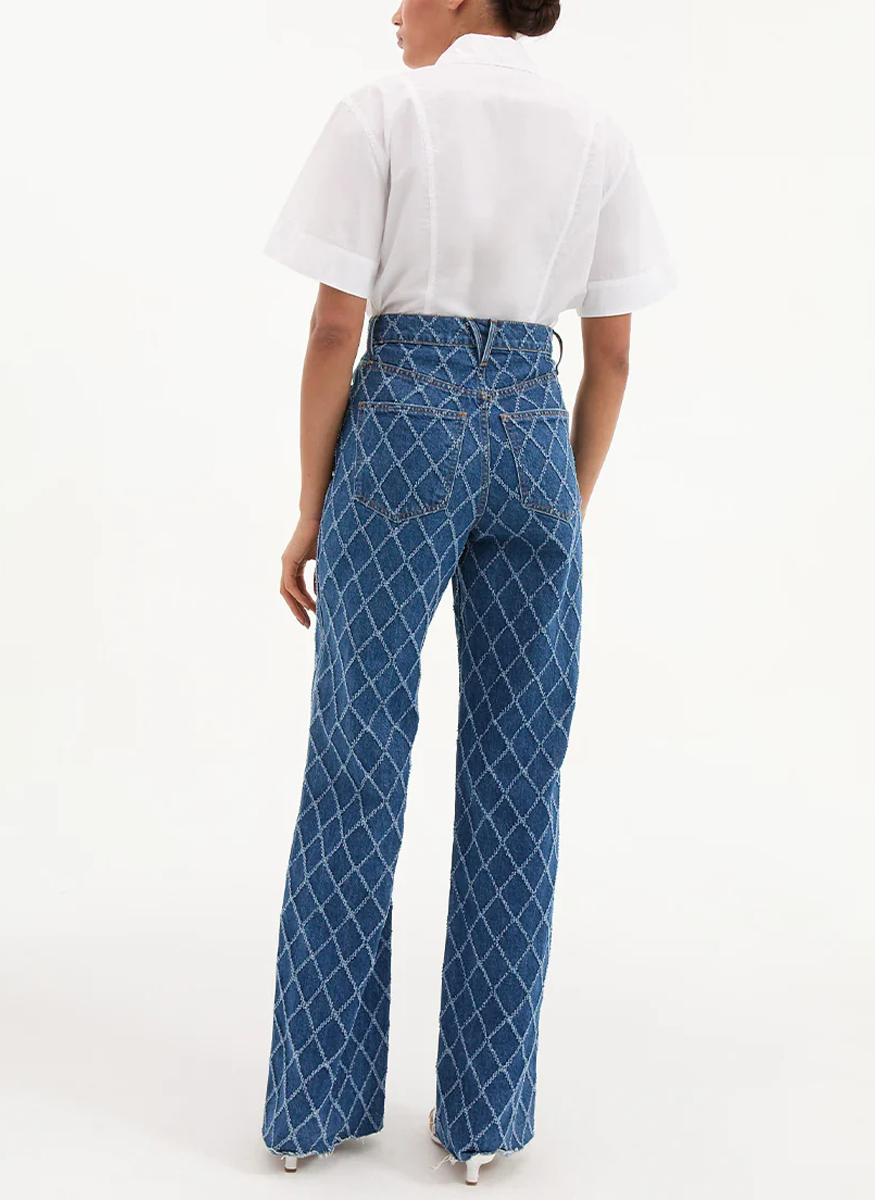 Taylor Diamond Printed Wide-Leg Jean - Veronica Beard