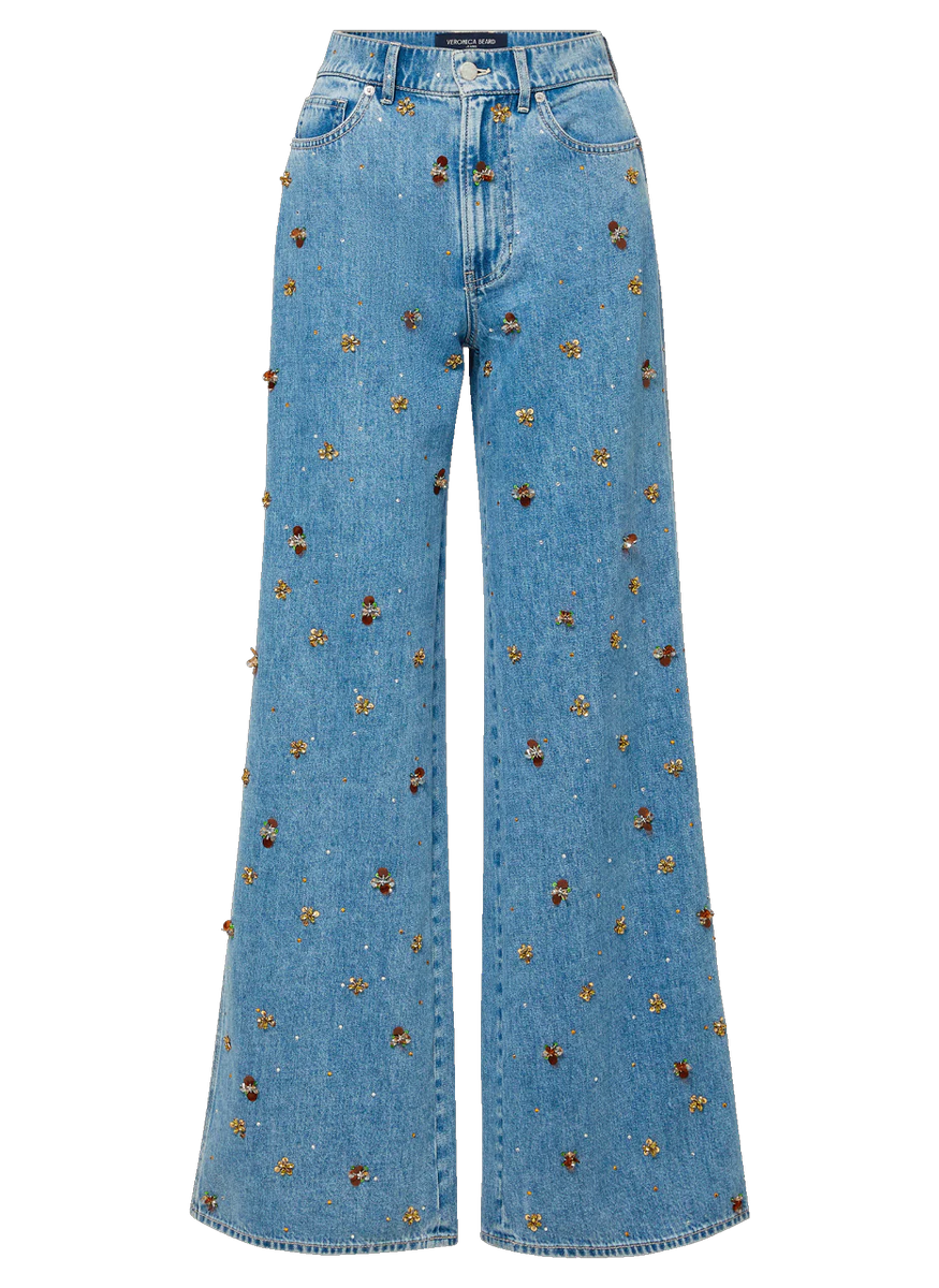 Kasey Embellished Wide-Leg Jean