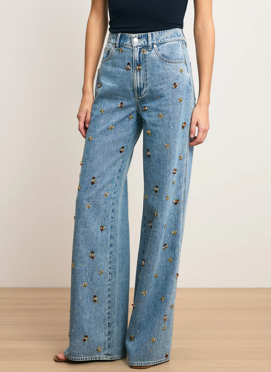 Kasey Embellished Wide-Leg Jean - Veronica Beard