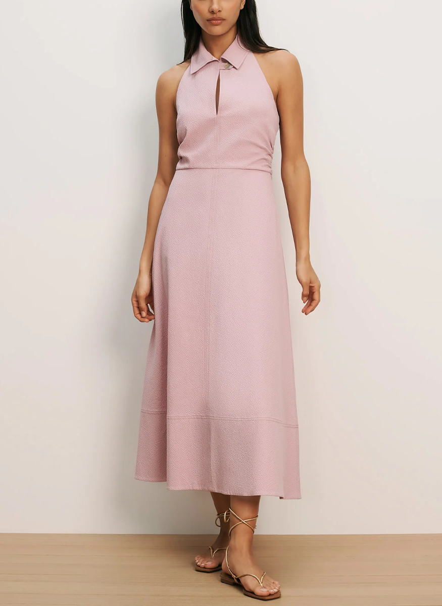 Mackey Seersucker Halter Midi Dress - Veronica Beard