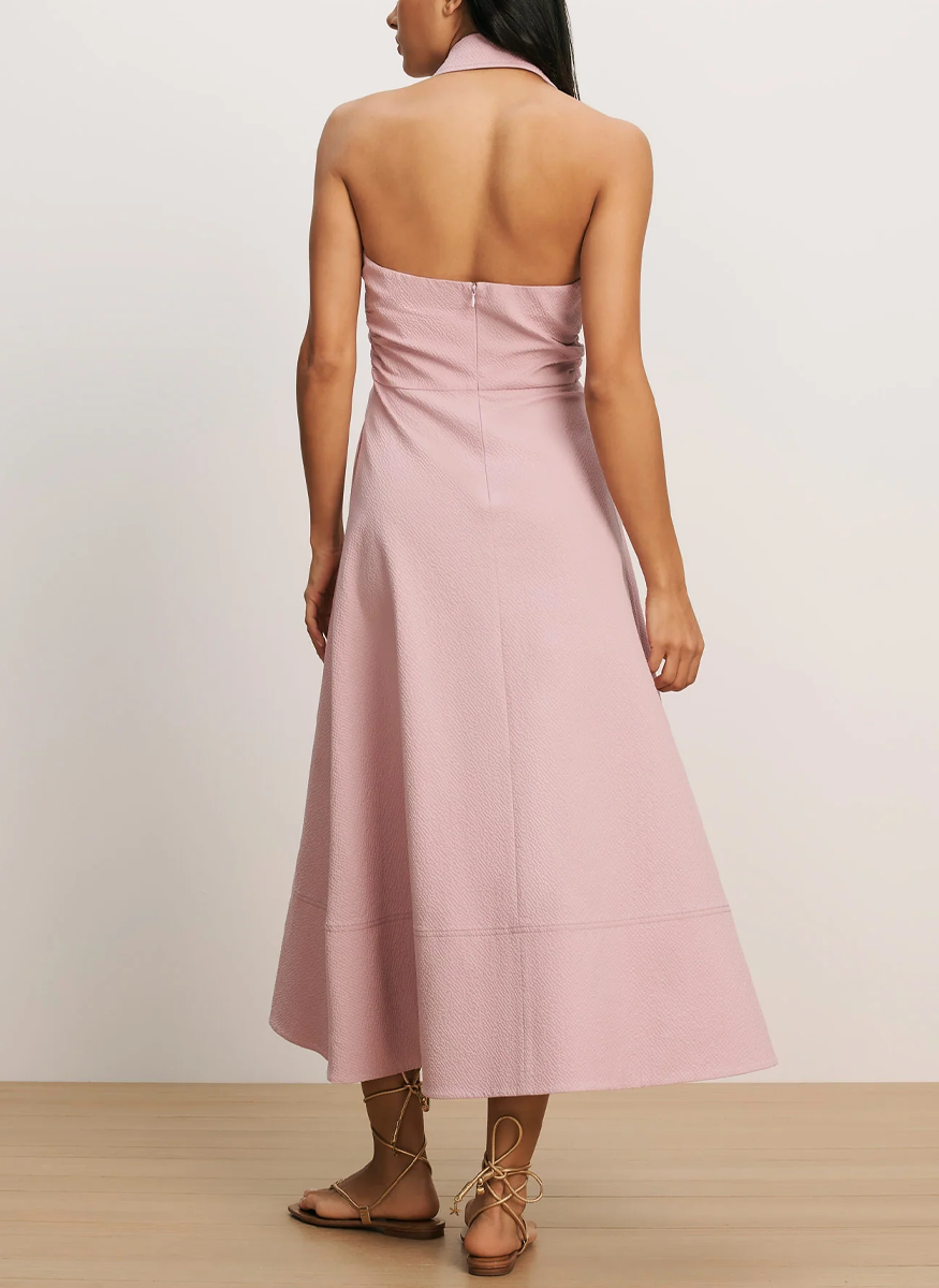 Mackey Seersucker Halter Midi Dress - Veronica Beard