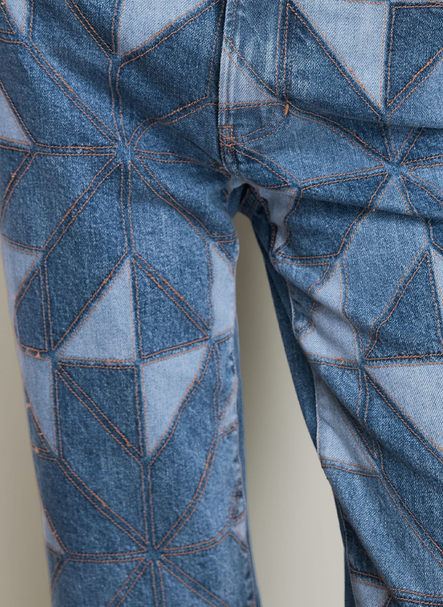 Dylan Quilt-Print Straight-Leg Jean - Veronica Beard