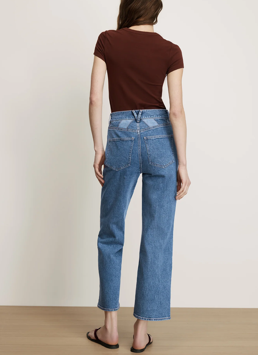 Dylan Quilt-Print Straight-Leg Jean - Veronica Beard