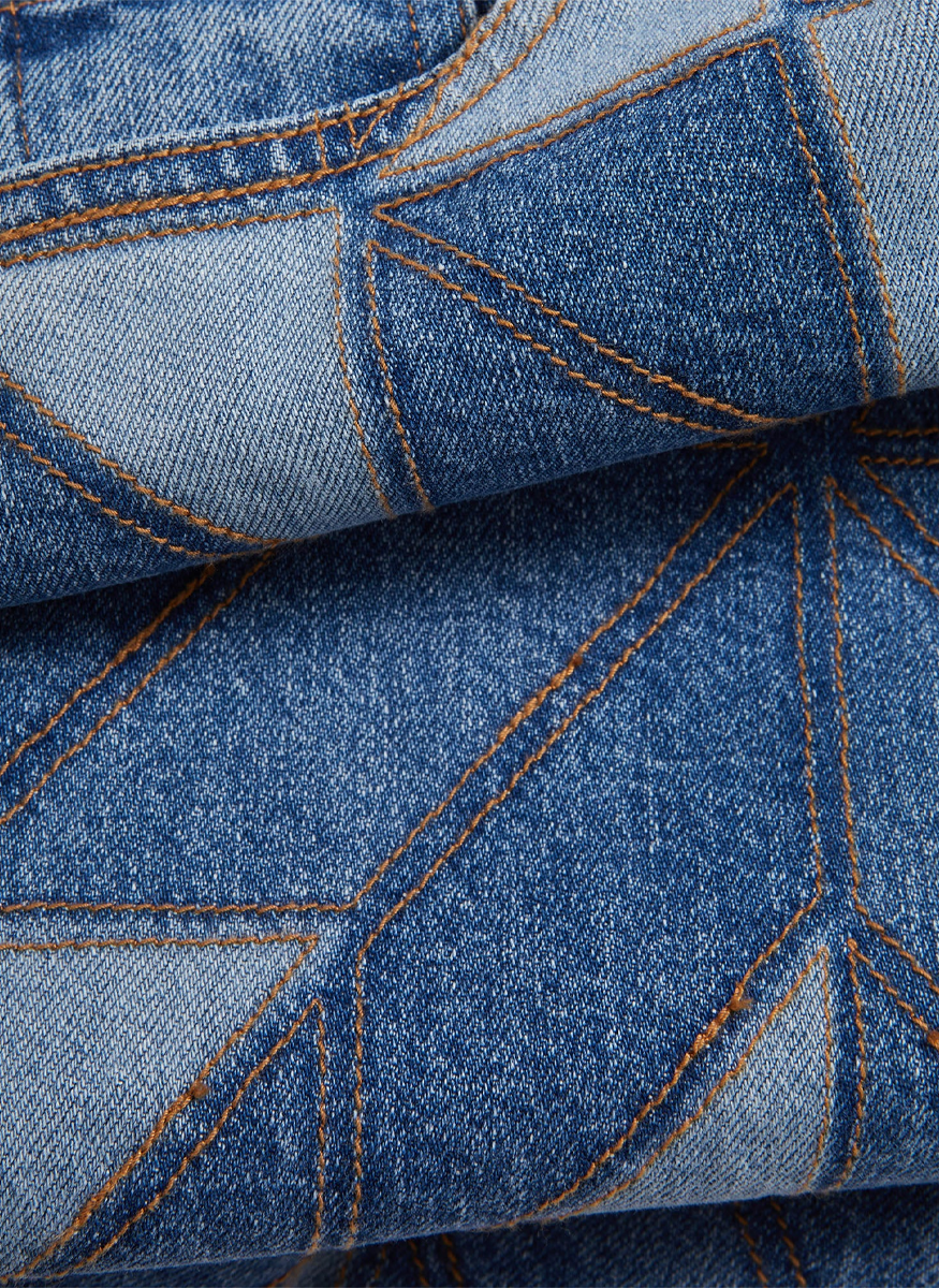 Dylan Quilt-Print Straight-Leg Jean - Veronica Beard