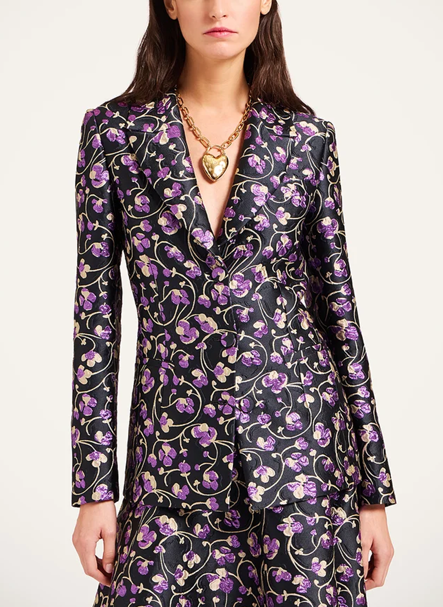 24/7 Jacquard Jacket in Honeysuckle Black - La DoubleJ