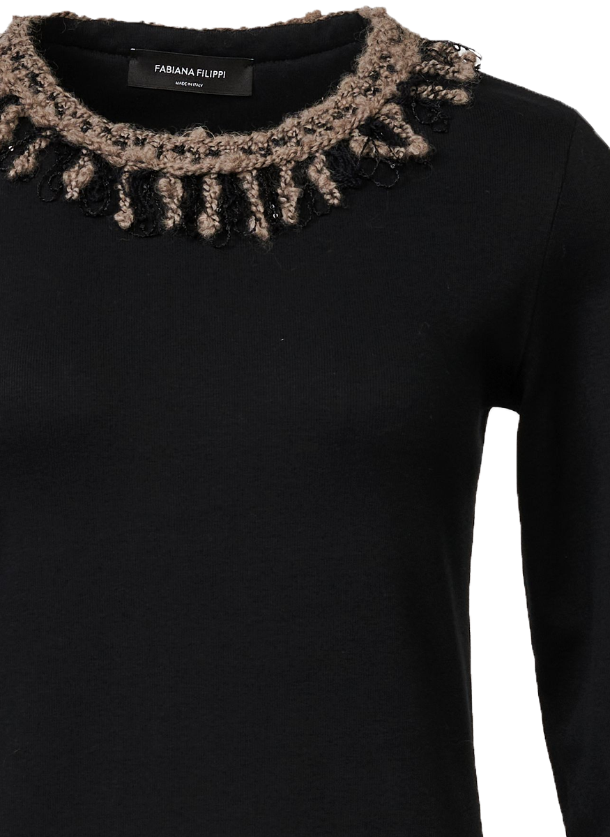Ribbed Cotton Jersey Long Sleeve Top - Fabiana Filippi