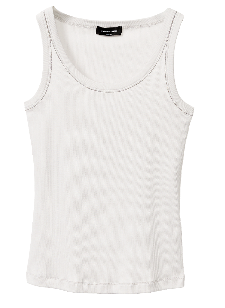 Ribbed Jersey Tank Top with Detail