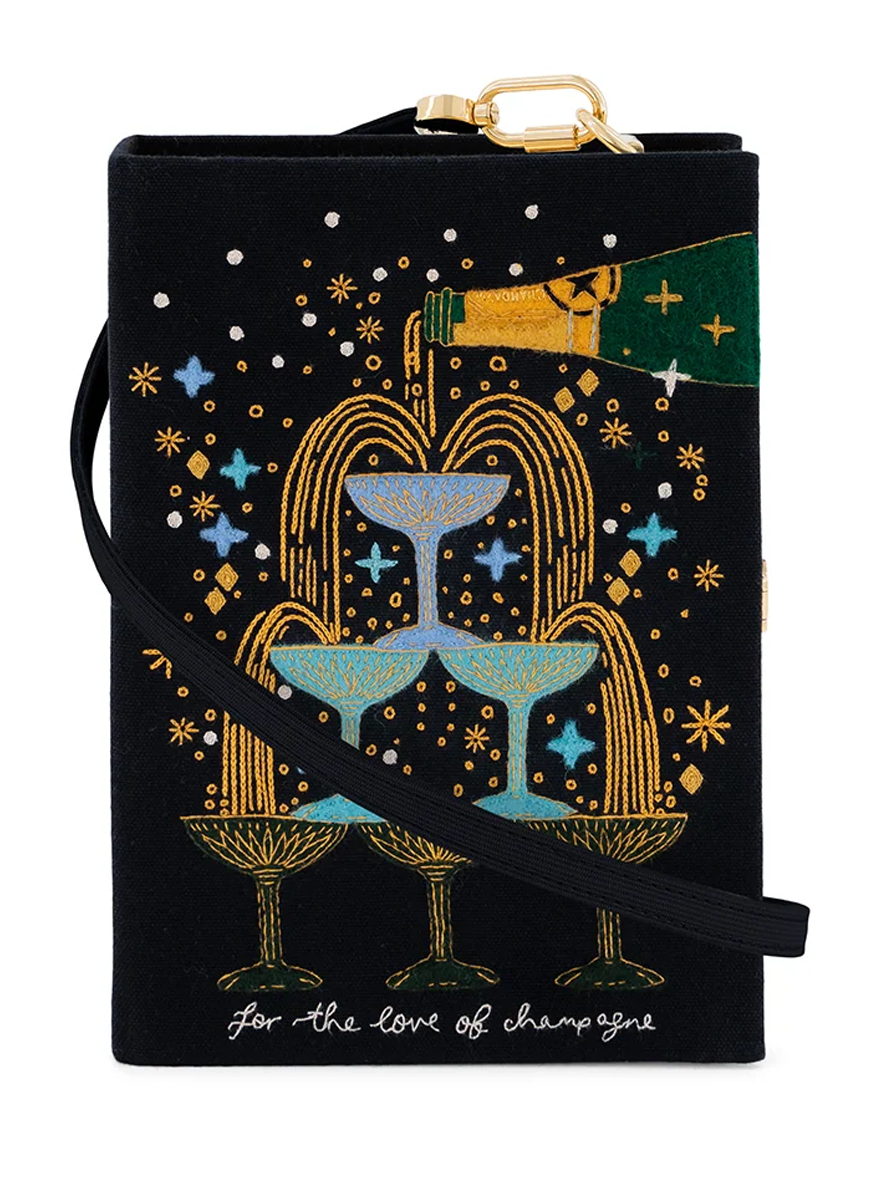 'For The Love Of Champagne' Book Clutch with Strap - Olympia Le-Tan