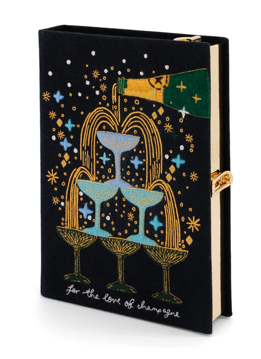 'For The Love Of Champagne' Book Clutch with Strap - Olympia Le-Tan