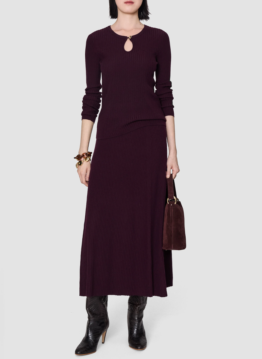 Hallie Merino Wool Rib Skirt - Joseph