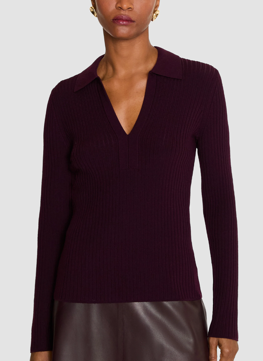 Merino Wool Rib Polo - Joseph