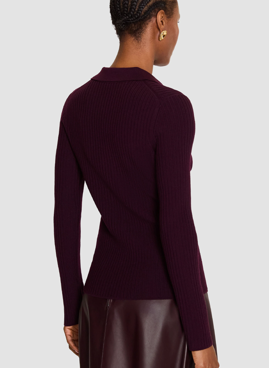 Merino Wool Rib Polo - Joseph
