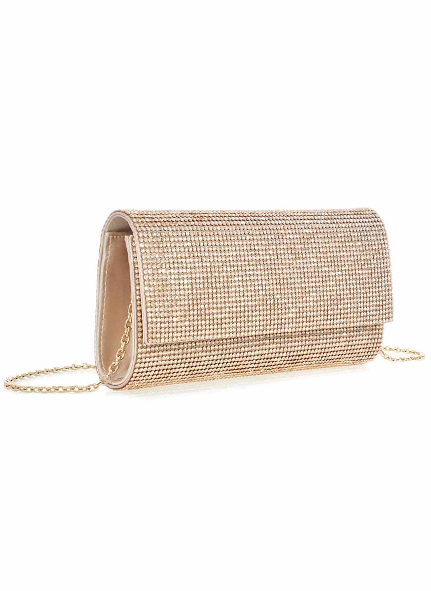 Perry Crystal Clutch in Prosecco with Chain - Judith Leiber Couture