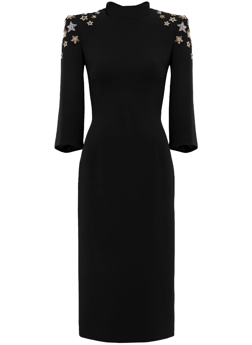 Stella Star Beaded Crepe Cocktail Dress