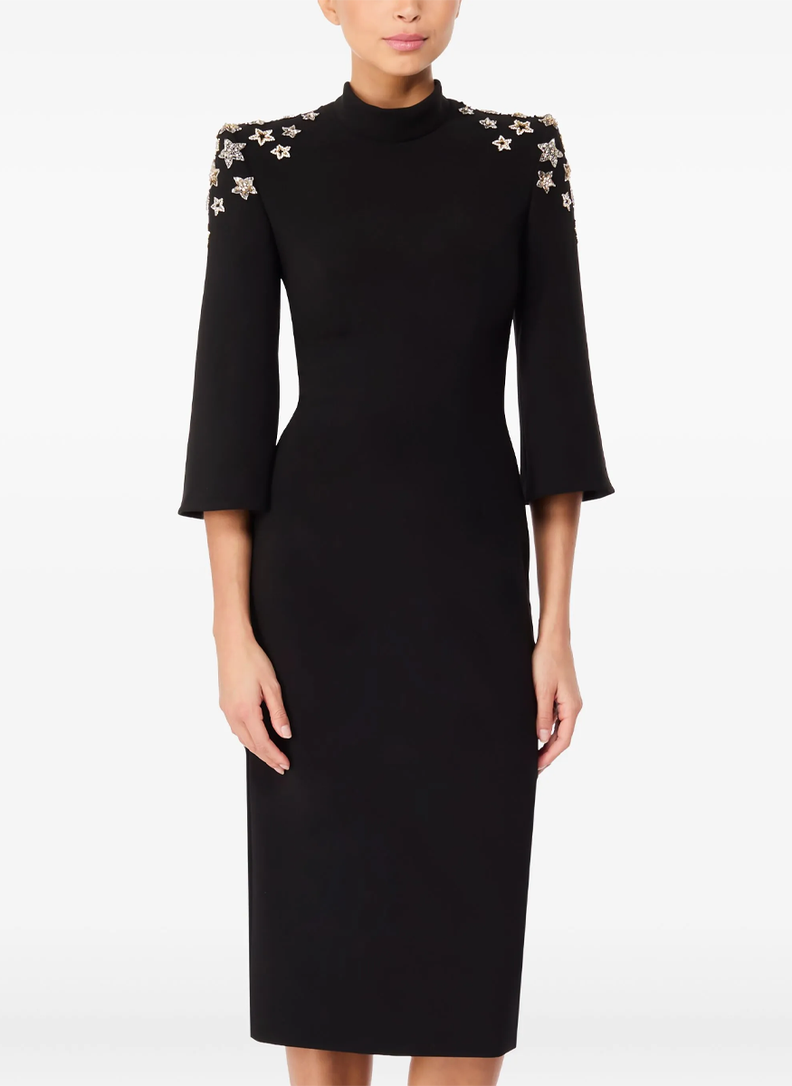 Stella Star Beaded Crepe Cocktail Dress