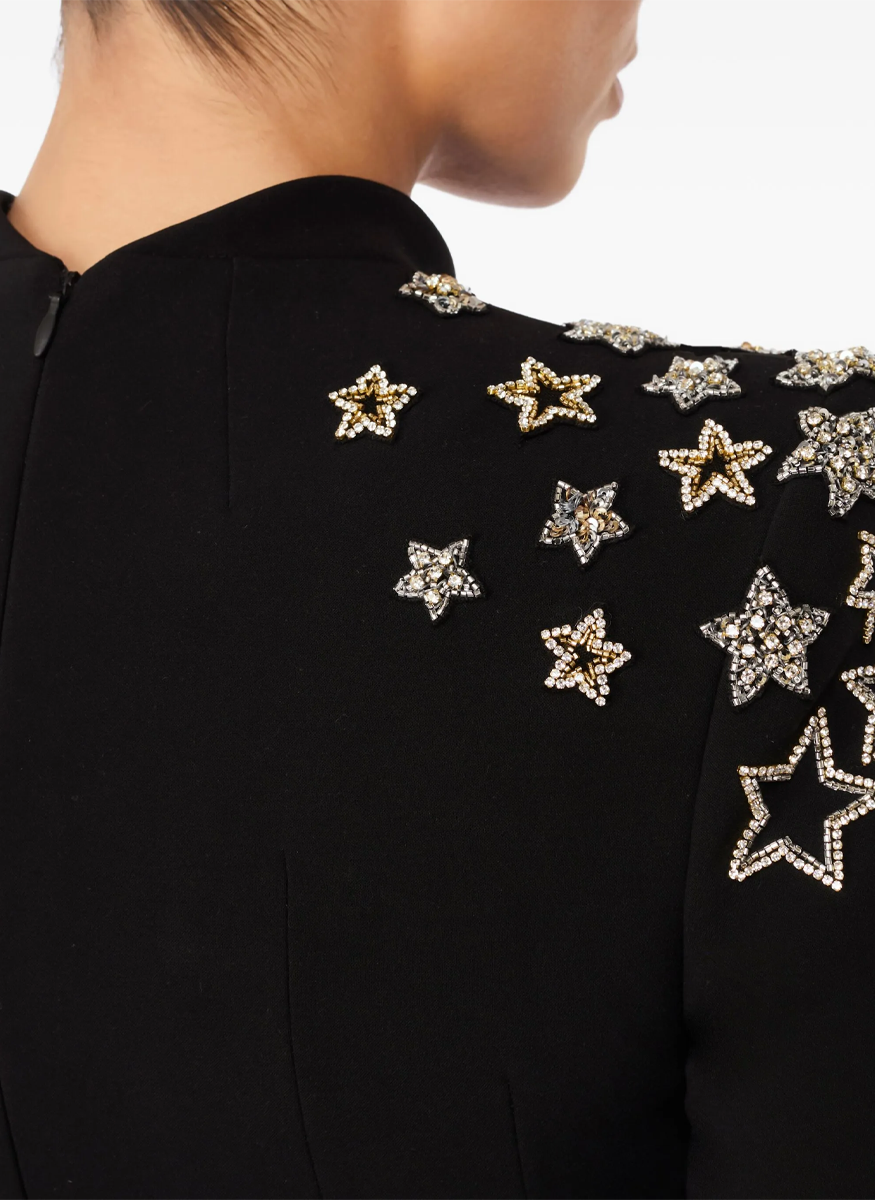 Stella Star Beaded Crepe Cocktail Dress - Jenny Packham