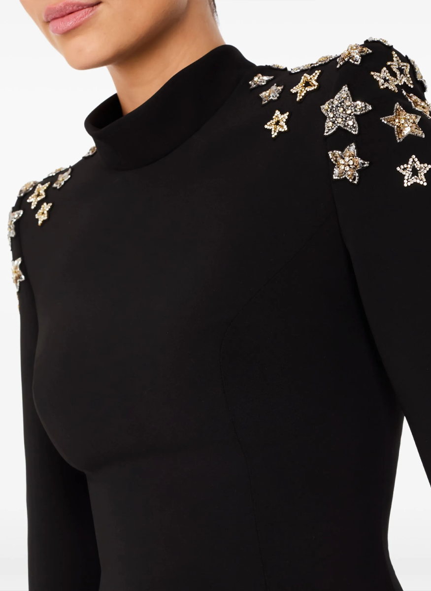 Stella Star Beaded Crepe Cocktail Dress - Jenny Packham