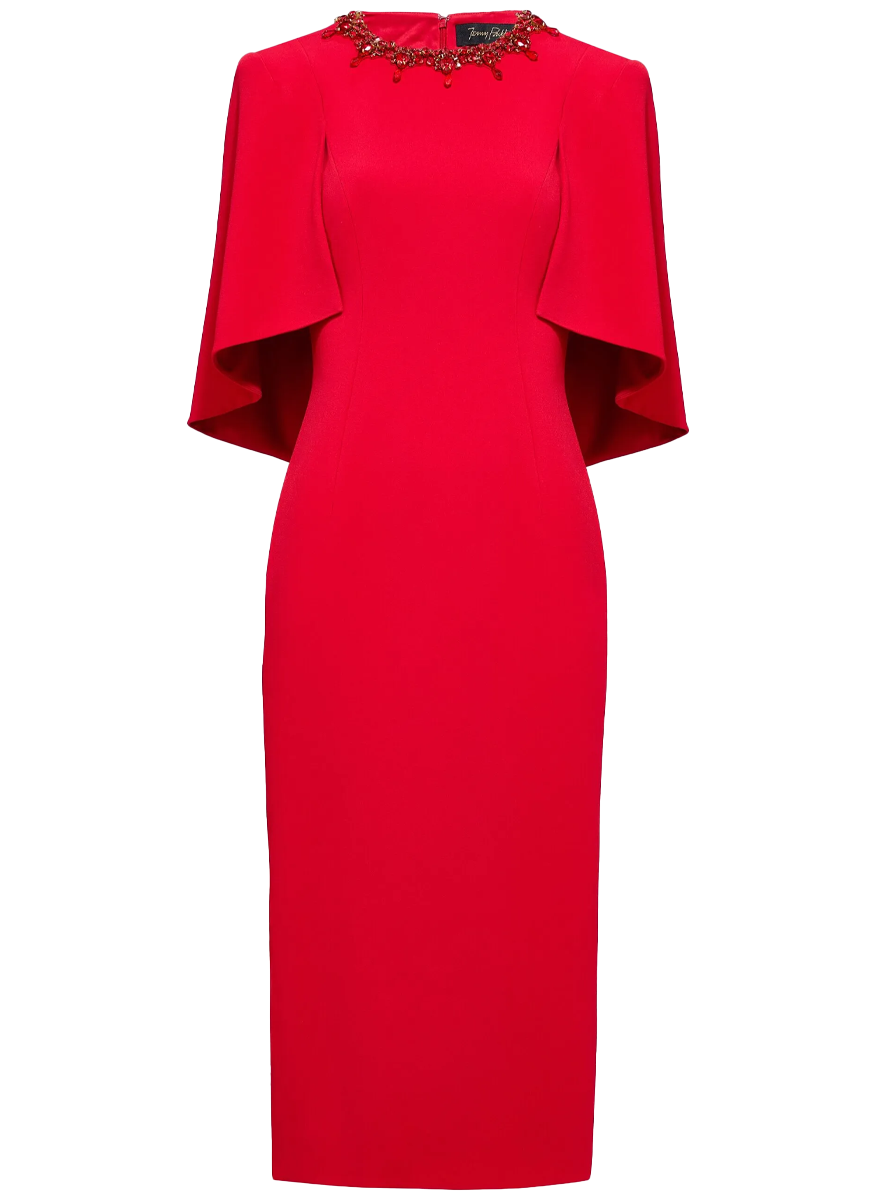 Ursa Embellished-Neck Midi Dress