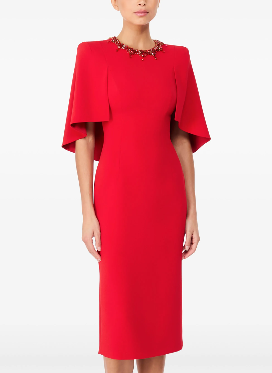 Ursa Embellished-Neck Midi Dress