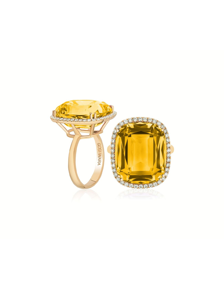 Gossip Cushion Citrine Ring