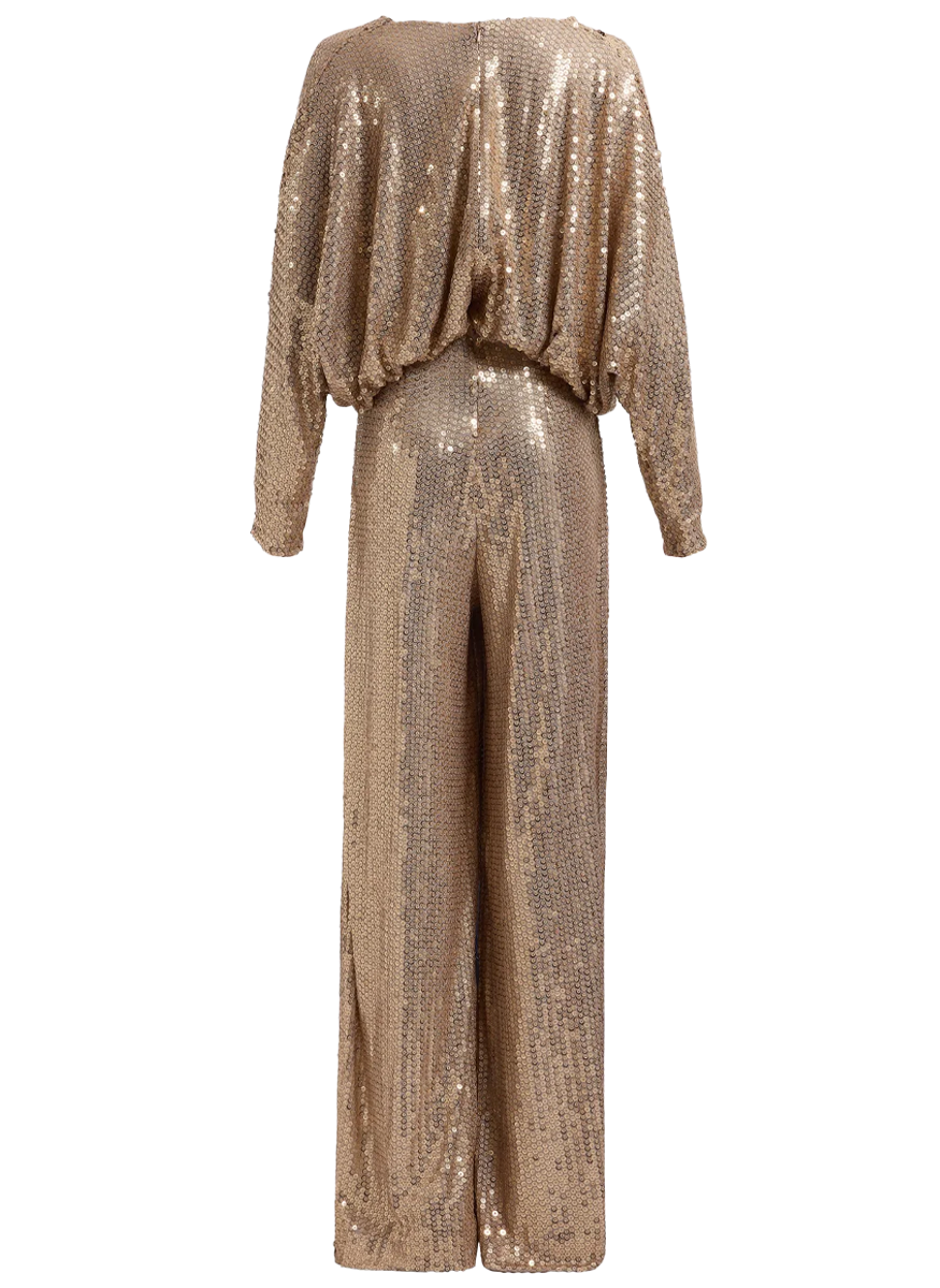 V-Neck Sequined Jersey Jumpsuit - Elie Saab