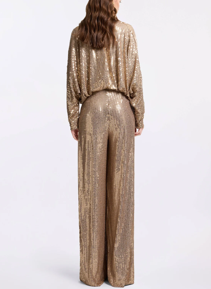 V-Neck Sequined Jersey Jumpsuit - Elie Saab