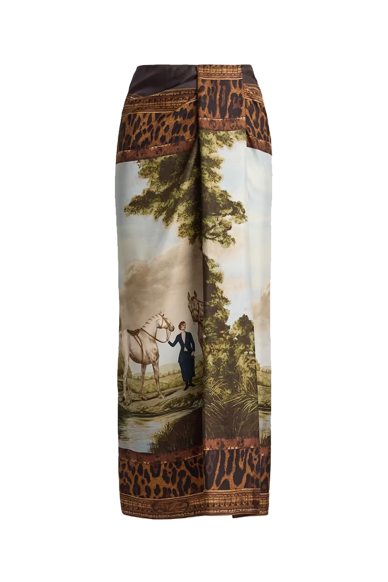 Debbie Scenic-Print Silk Twill Skirt - Ralph Lauren Collection
