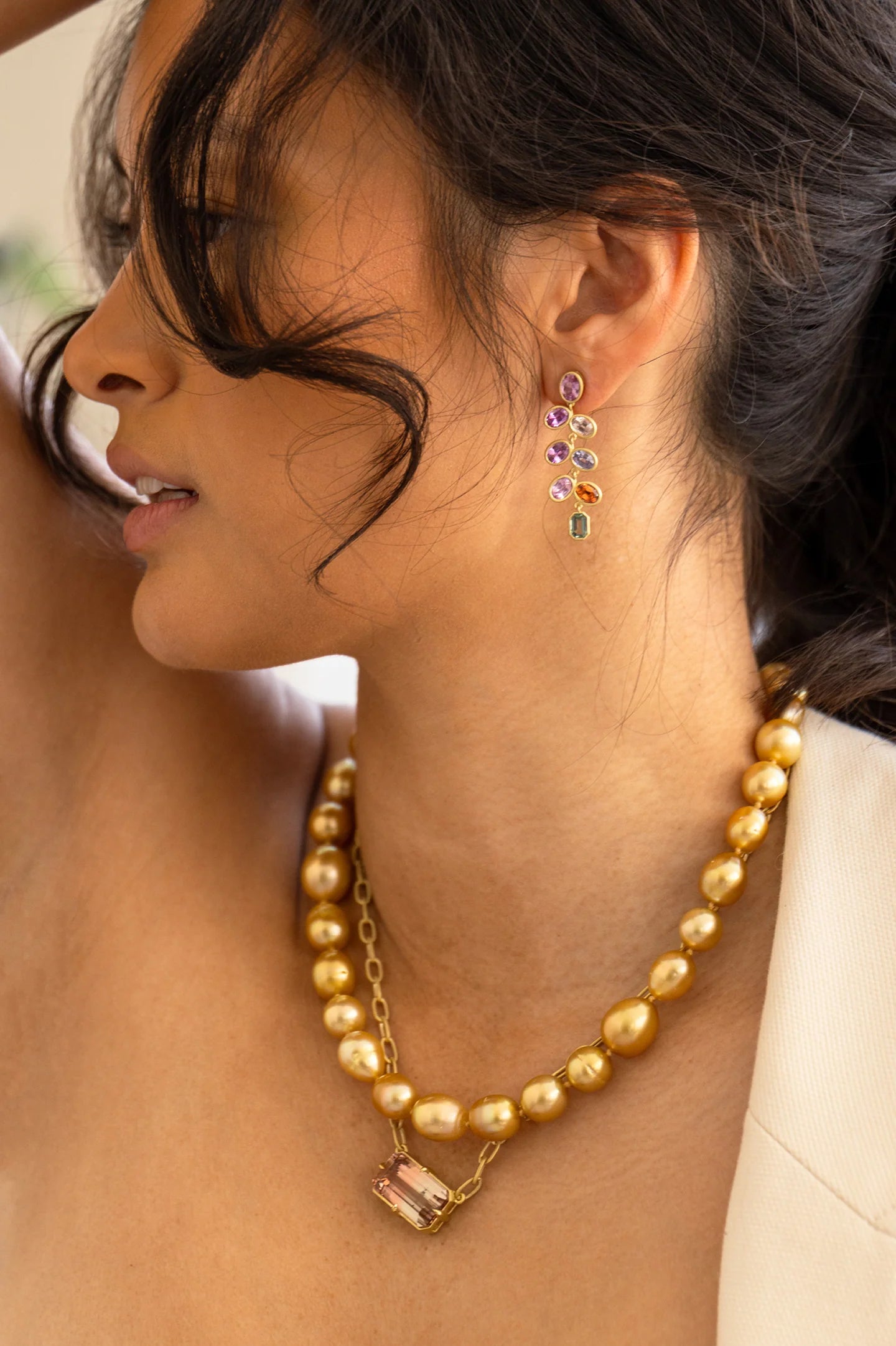 Sapphire Linear Cluster Ears - Leigh Maxwell