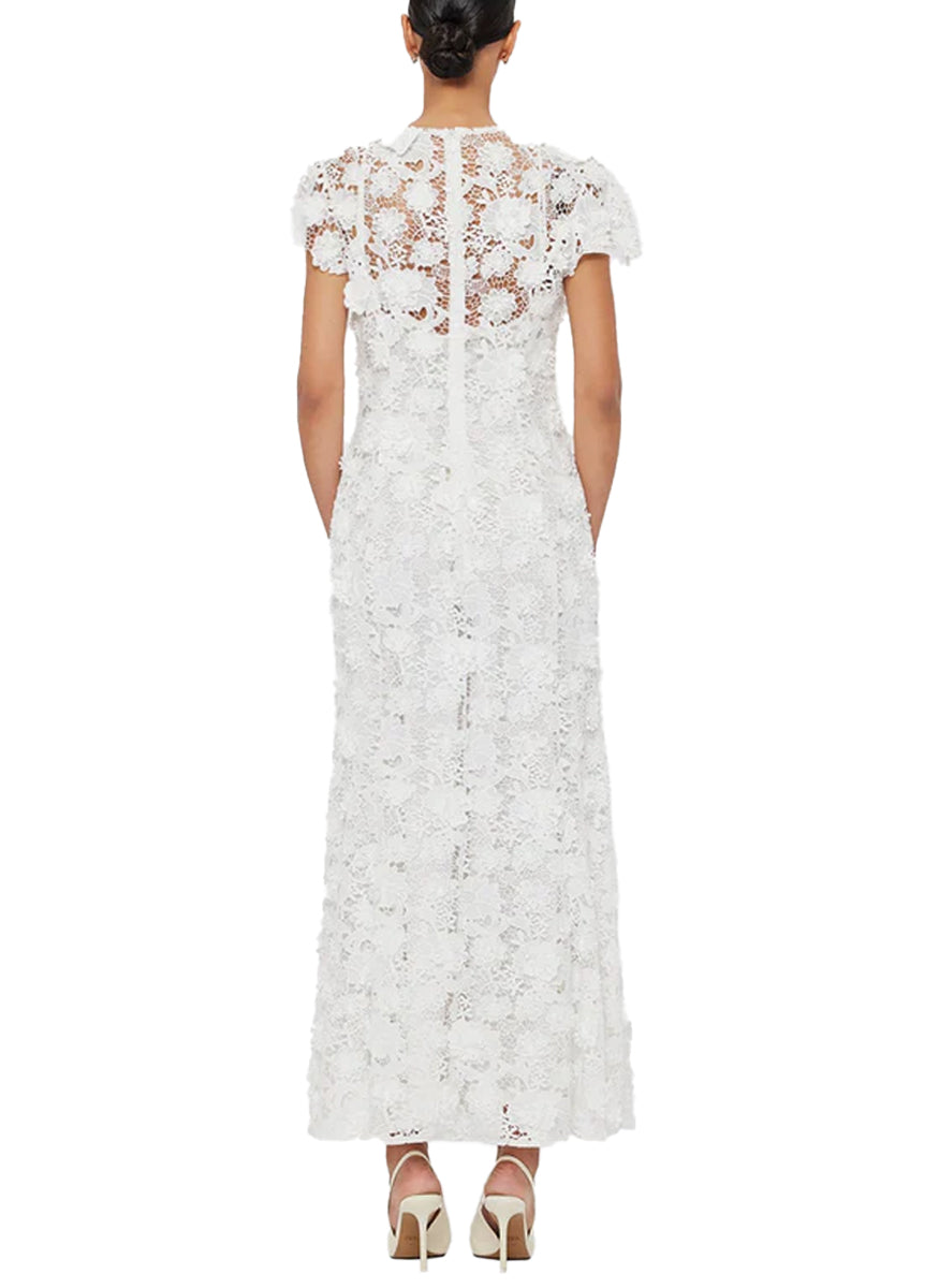 Monique Embroidered Lace Dress in Snow White - Leo Lin