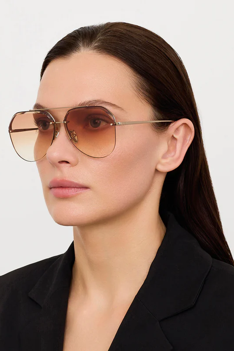 Quynh Sunglasses in 22K Gold and Camel