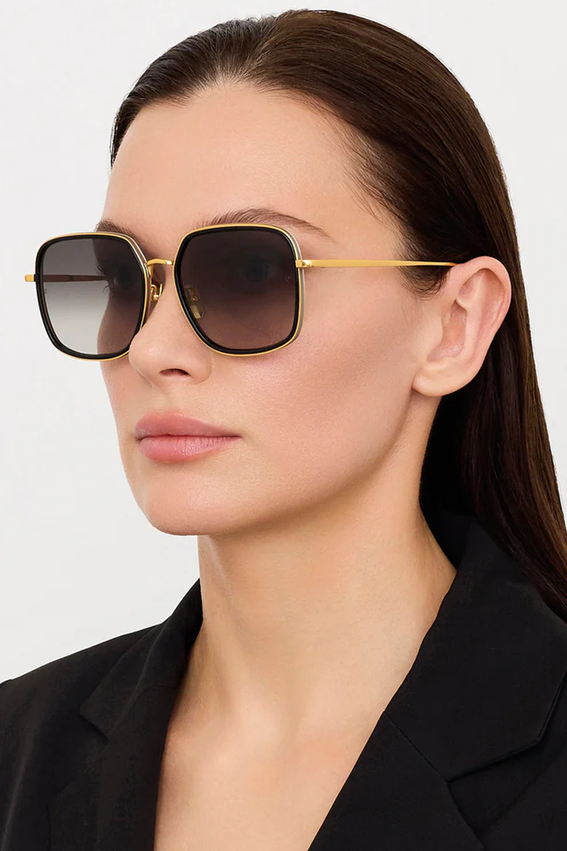 Alicia Sunglasses in 22K Gold and Grey