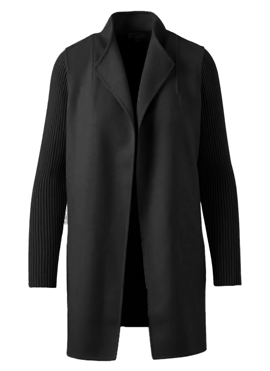 Rib Sleeve Coat in Black