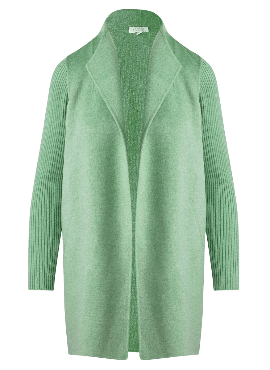 Rib Sleeve Coat in Jade