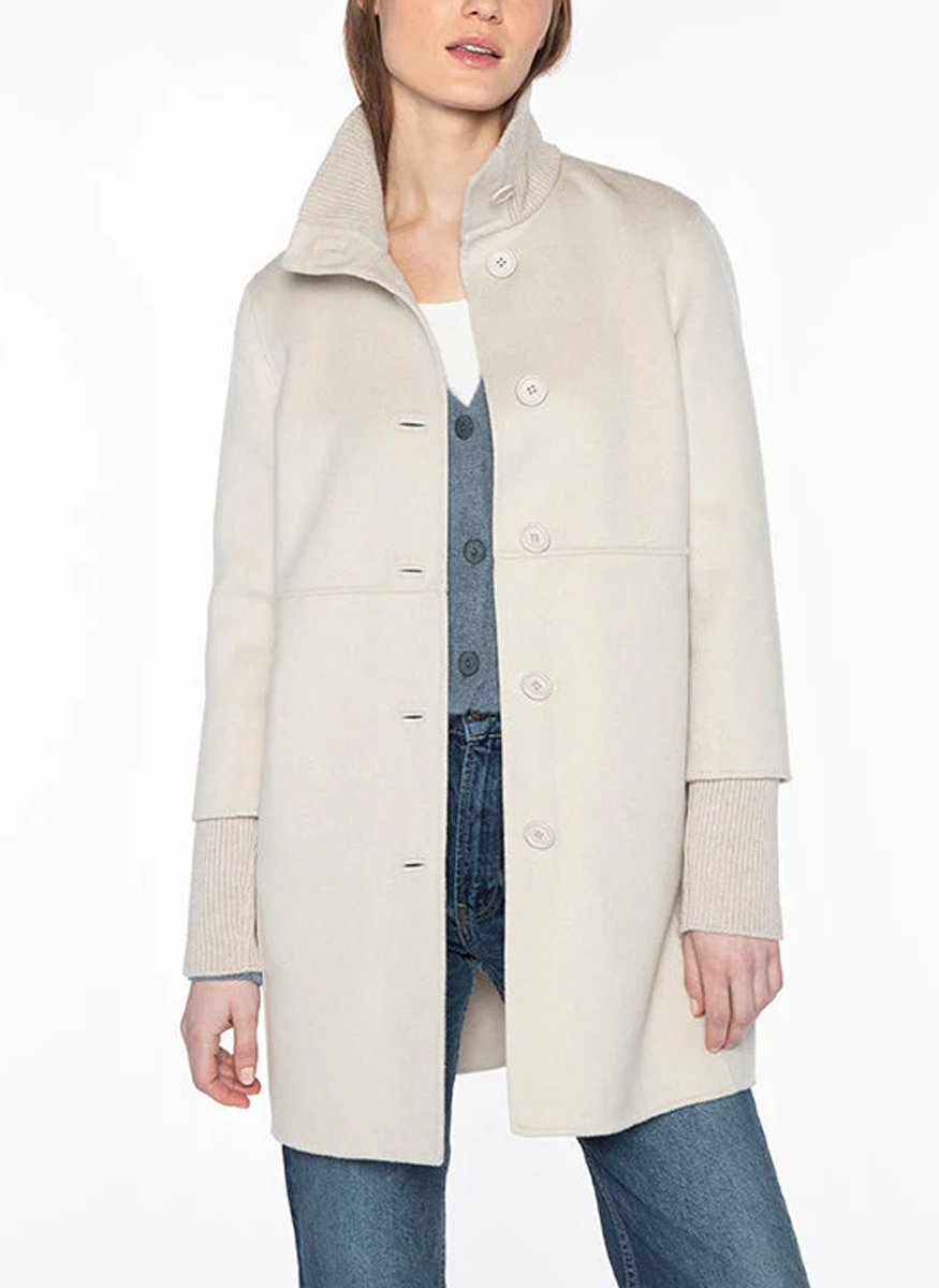 Button Front Knit Trim Cardigan