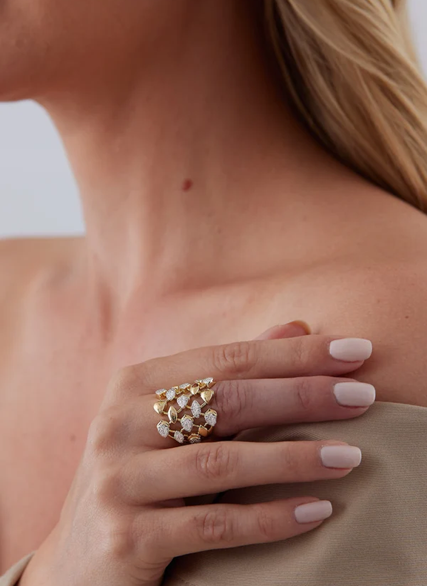 Lierre Gold and Diamond Pear Marquise Partial Ring