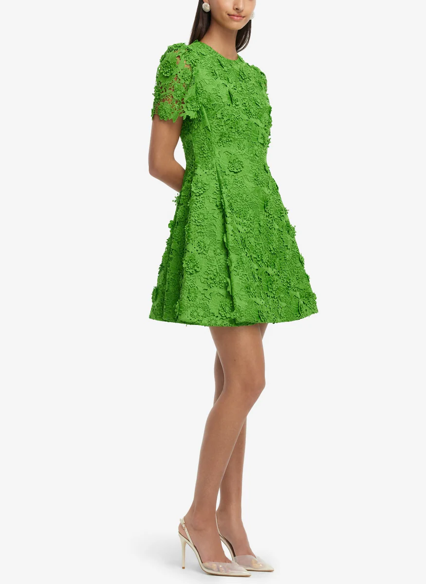 Elyse Lace Short Sleeve Mini Dress - Leo Lin