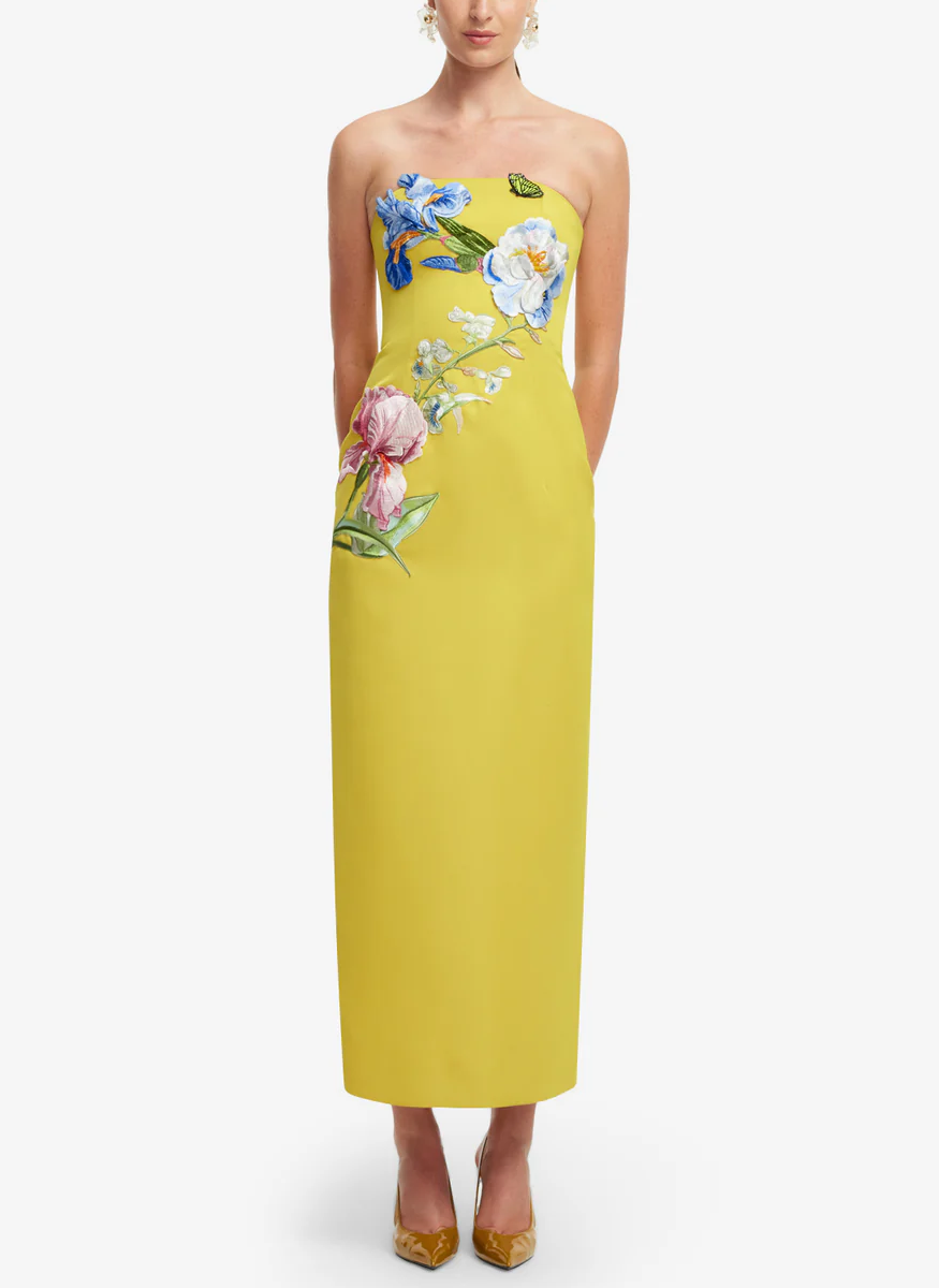Rayna Applique Floral Bustier Maxi Dress - Leo Lin