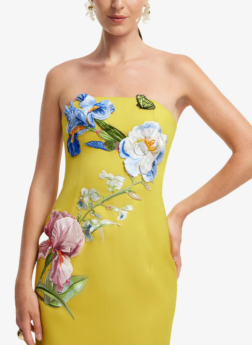 Rayna Applique Floral Bustier Maxi Dress - Leo Lin