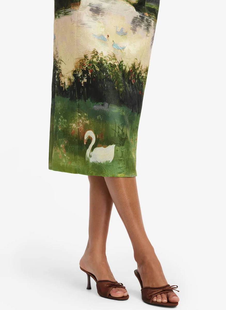 Elizabeth Jacquard Short Sleeve Midi Dress - Leo Lin
