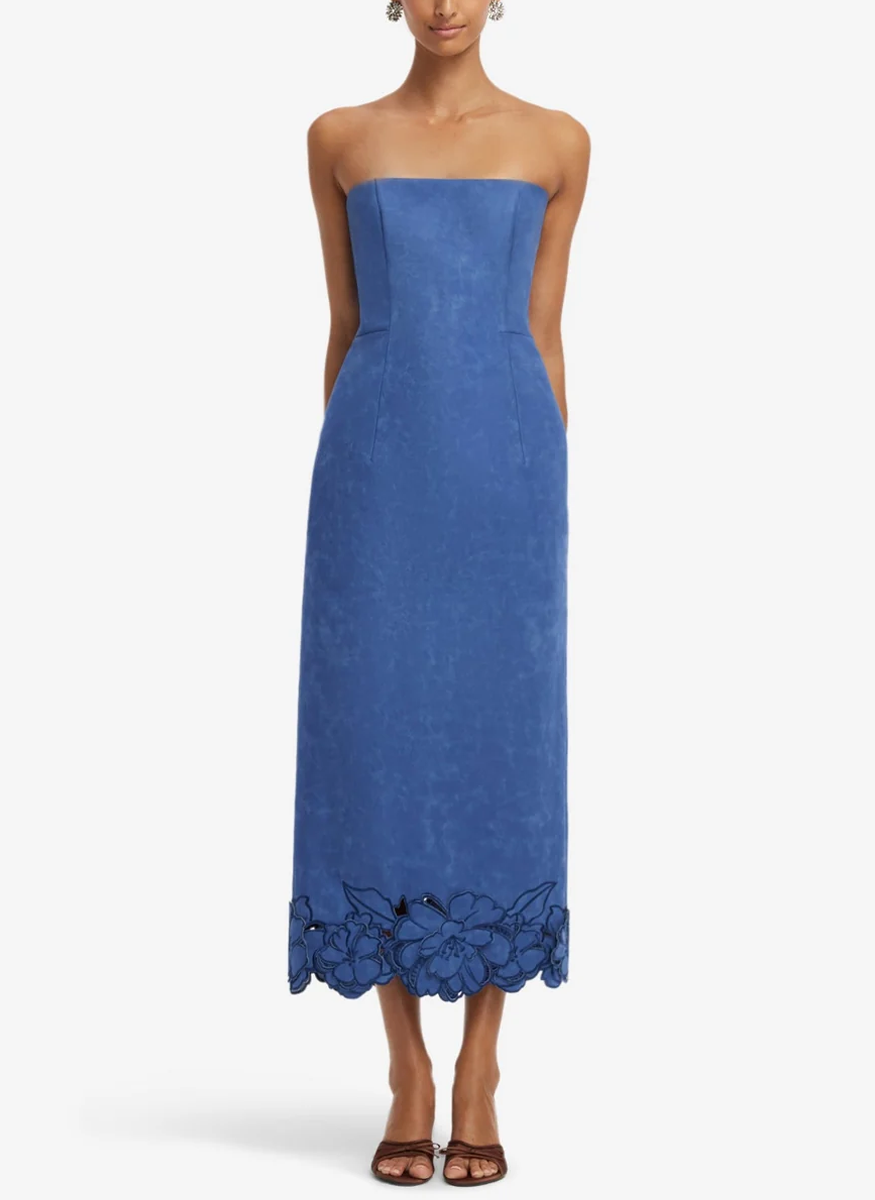 Rayne Appliqué Vegan Suede Bustier Maxi Dress - Leo Lin