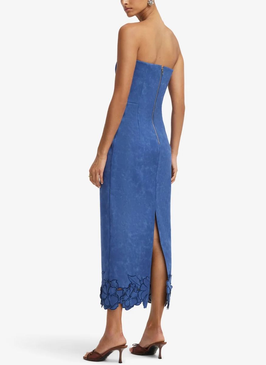 Rayne Appliqué Vegan Suede Bustier Maxi Dress - Leo Lin