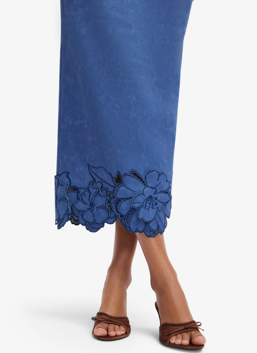 Rayne Appliqué Vegan Suede Bustier Maxi Dress - Leo Lin