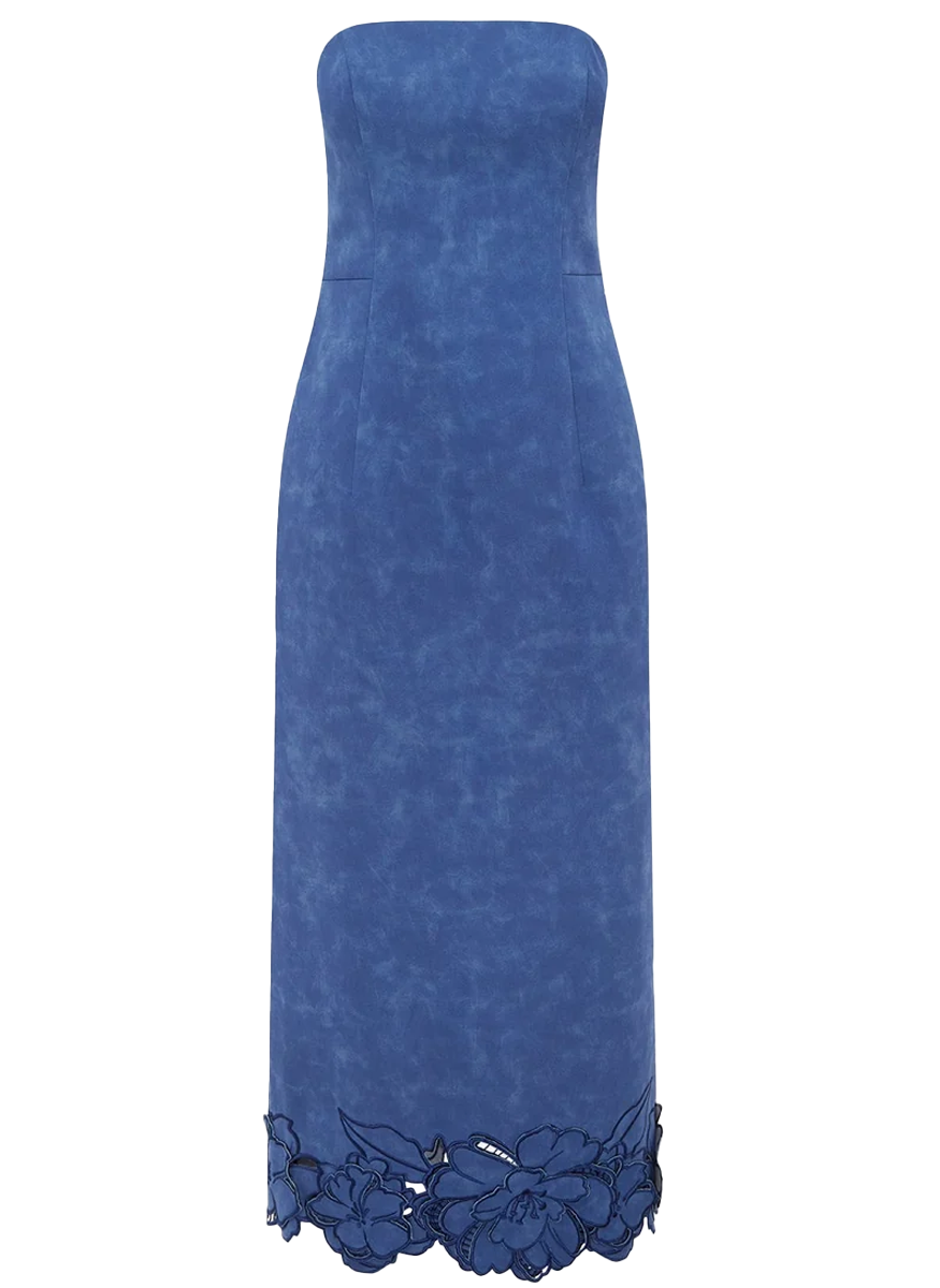 Rayne Appliqué Vegan Suede Bustier Maxi Dress - Leo Lin